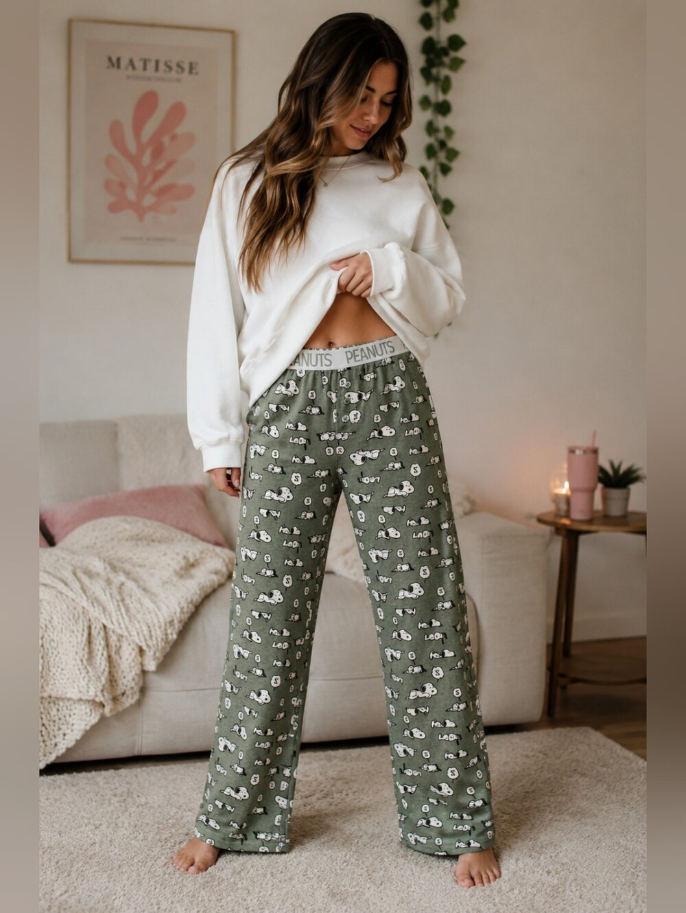 Peanuts Snoopy Olive Green Lounge Pants